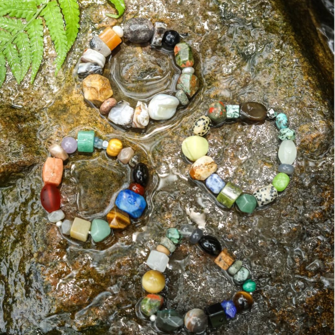 Creek Song, handmade unakite & jasper, aventurine & jade and tiger's eye bracelet