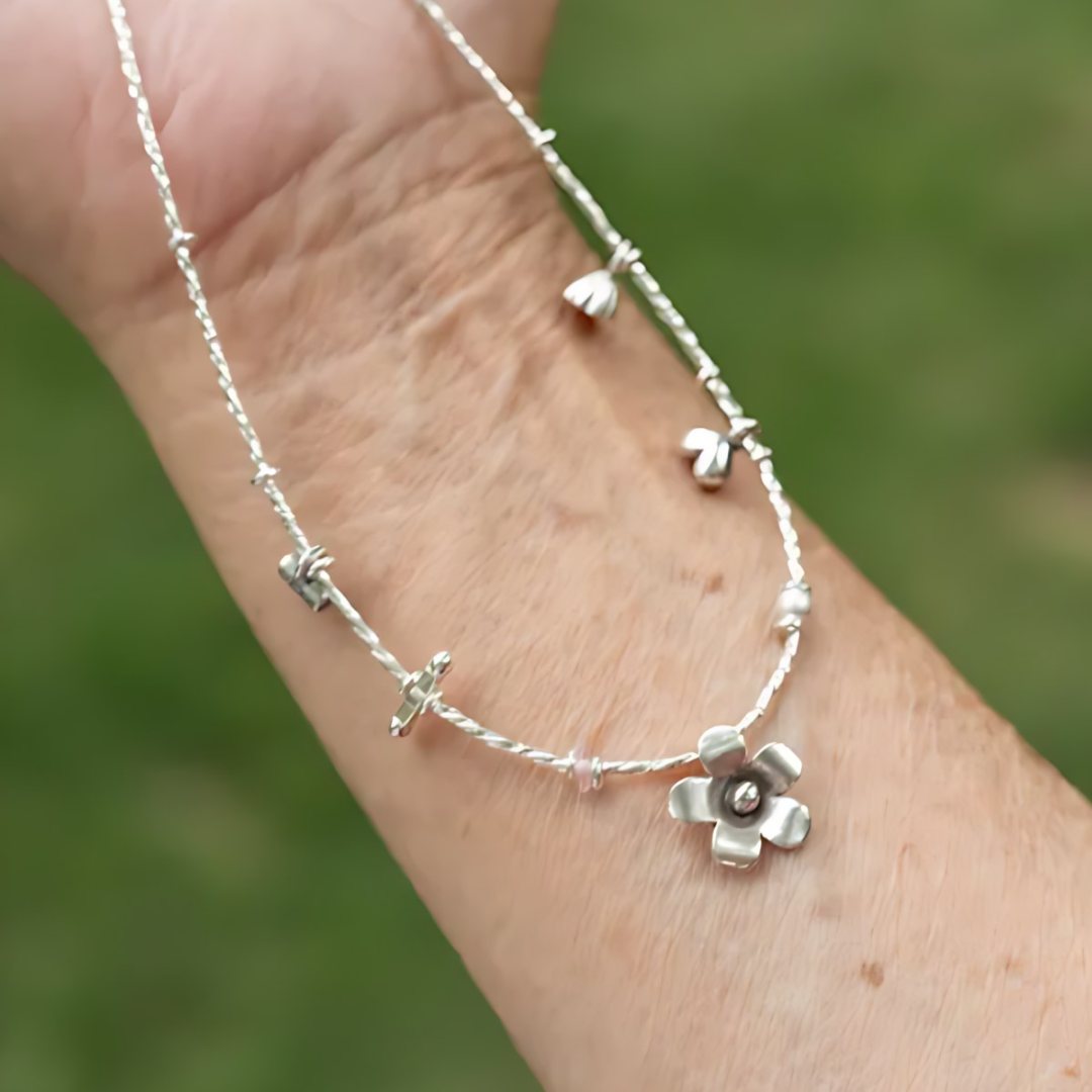 Old Garden Chain, handmade S925 silver necklace worn on the hand