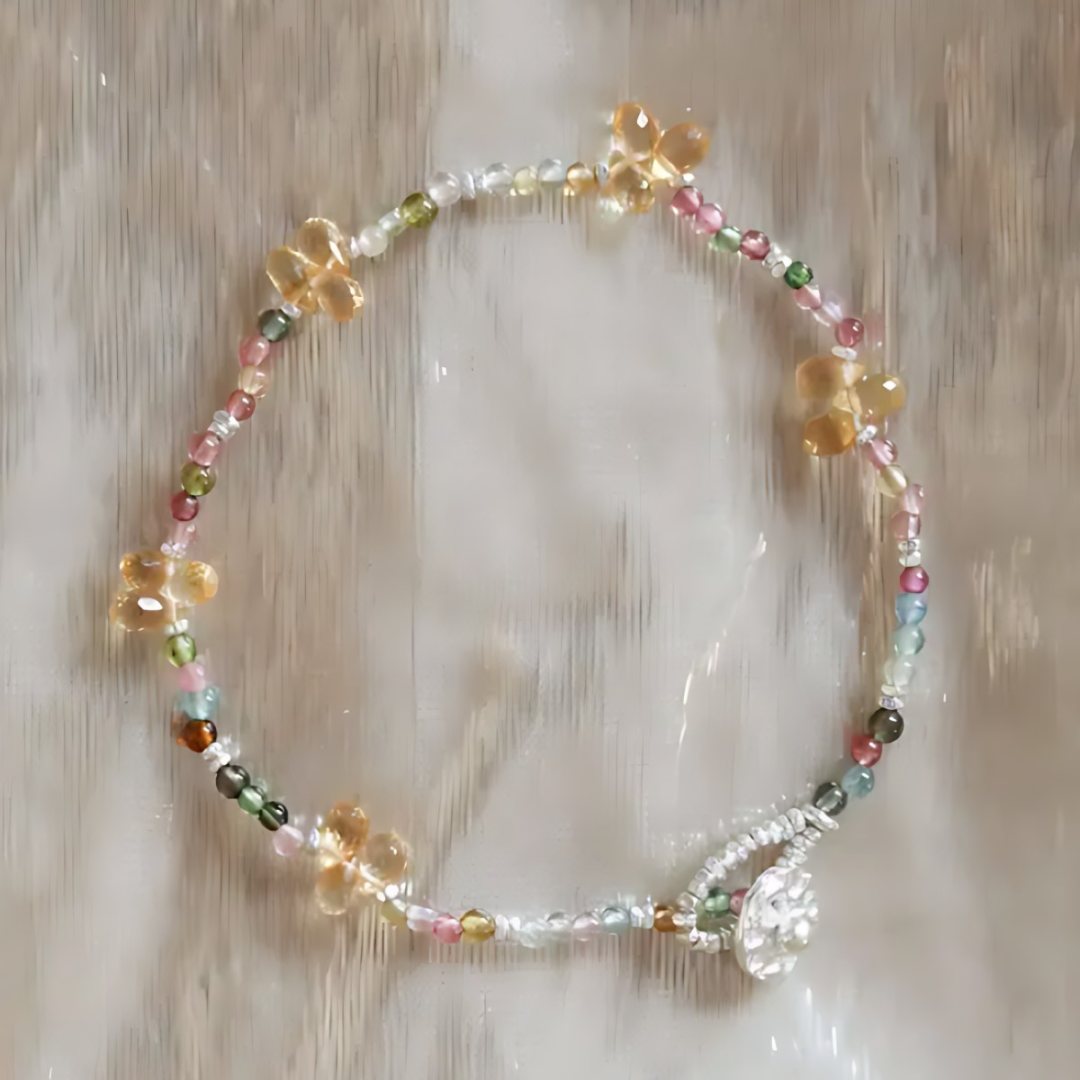 Candy Rain, handmade tourmaline and citrine bracelet