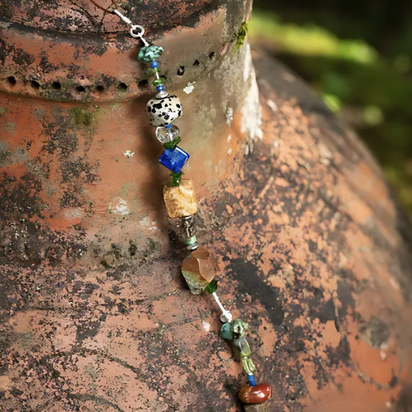 Canopy Rain, handmade lapis lazuli, turquoise and unakite & jasper necklace