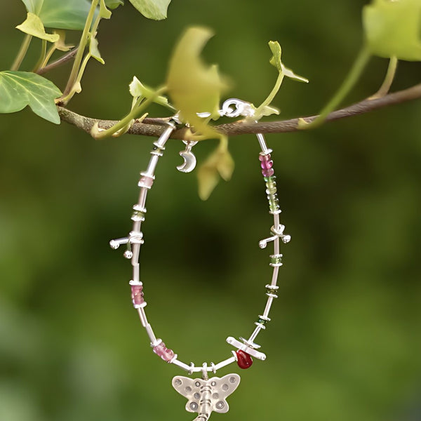Imagined Butterfly, handmade tourmaline and S925 silver bracelet