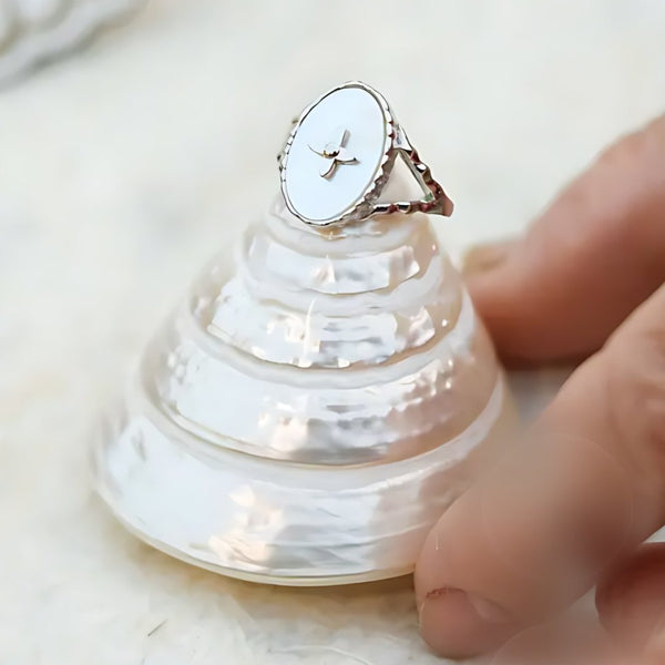 North Star Shell, handmade pearl ring