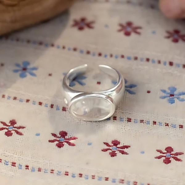 Rain Window, handmade clear quartz and S925 silver ring