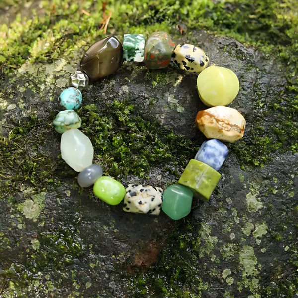 Waking Stones, handmade turquoise, aventurine & jade and unakite & jasper bracelet